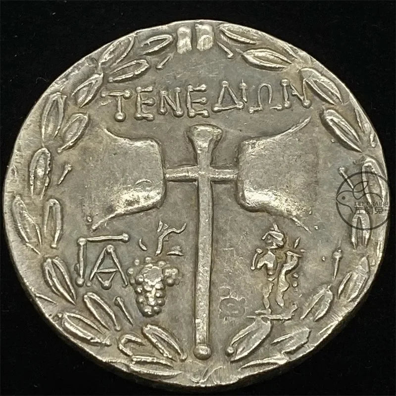 Tenedos Drachm Replica (c. 100–70 BC) – Janiform Heads & Double Axe