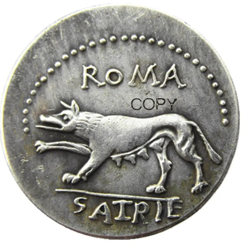 Roman Republic Denarius Replica (77 BC) – P. Satrienus: Mars & She-Wolf