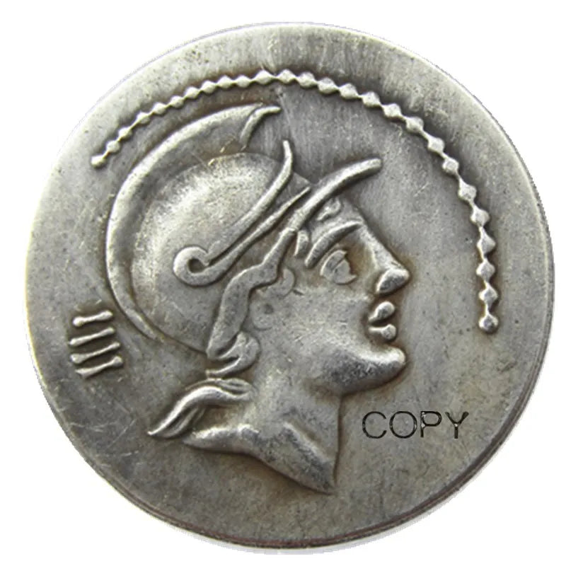 Roman Republic Denarius Replica (77 BC) – P. Satrienus: Mars & She-Wolf
