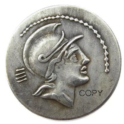 Roman Republic Denarius Replica (77 BC) – P. Satrienus: Mars & She-Wolf