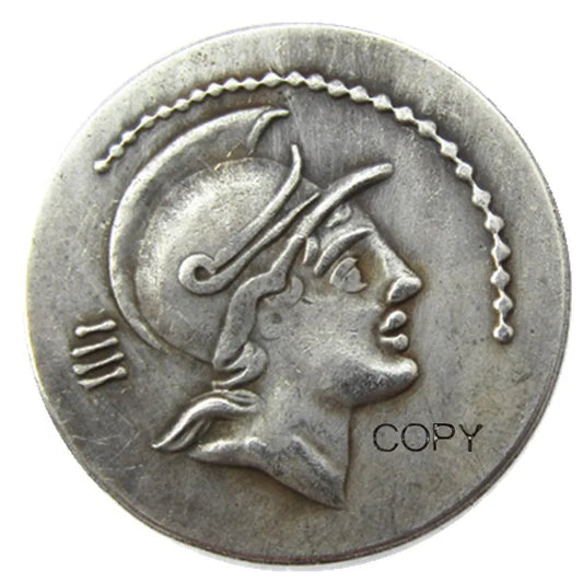 Roman Republic Denarius Replica (77 BC) – P. Satrienus: Mars & She-Wolf