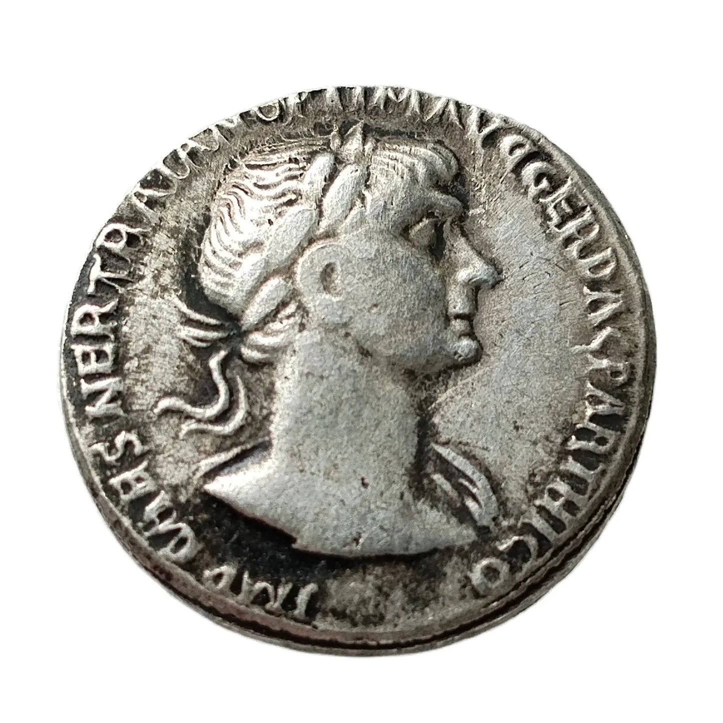 Reproduction Roman Denarius – Emperor Trajan Metal Coin (112–117 AD)