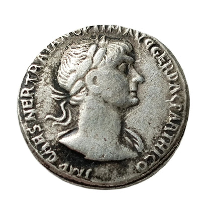 Reproduction Roman Denarius – Emperor Trajan Metal Coin (112–117 AD)