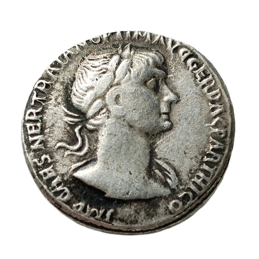 Reproduction Roman Denarius – Emperor Trajan Metal Coin (112–117 AD)
