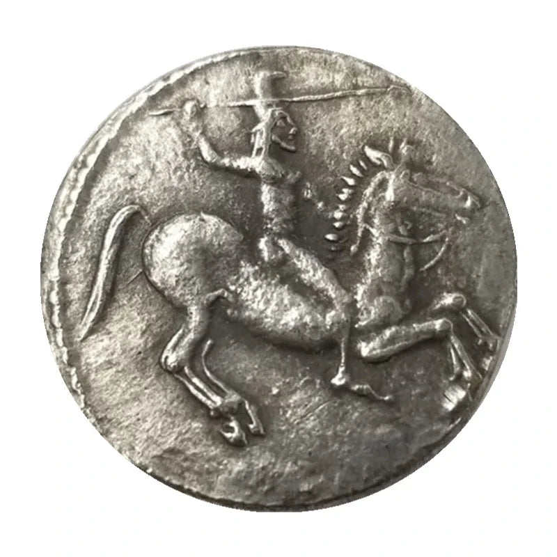 Greek Sicilian Didrachm – Gela Man-Headed Bull & Horseman – Replica (c. 490–475 BCE)