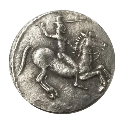 Greek Sicilian Didrachm – Gela Man-Headed Bull & Horseman – Replica (c. 490–475 BCE)