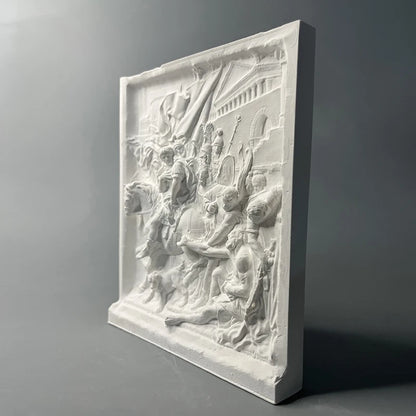 Meeting of Alexander and Diogenes – Plaster Relief Reproduction (after Pierre Puget, Louvre)