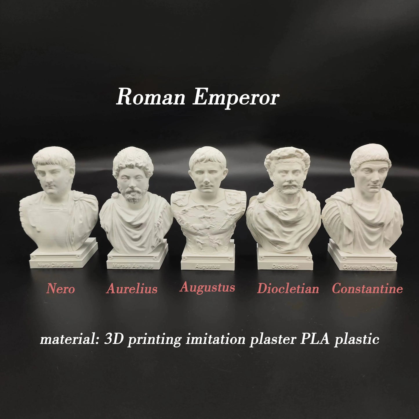 Roman Emperor Busts – Nero, Marcus Aurelius, Augustus, Diocletian & Constantine