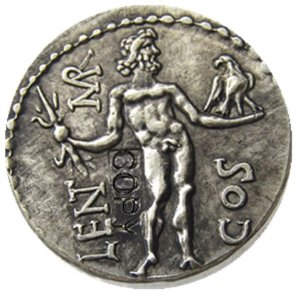 Roman Republic Denarius Replica – Triskeles & Jupiter (Civil War Issue, 49 BCE)